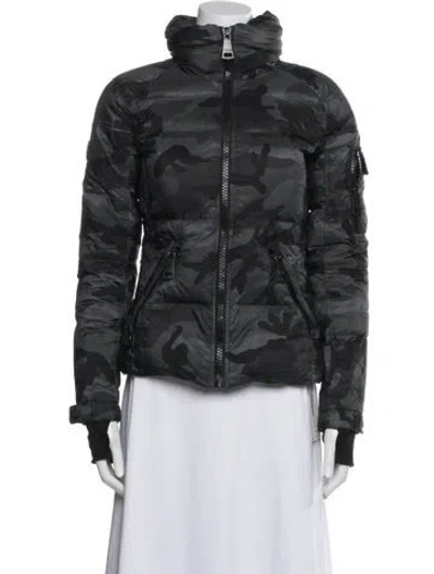 Pre-owned Sam Nylon Camouflage Print Down Jacket In Gray