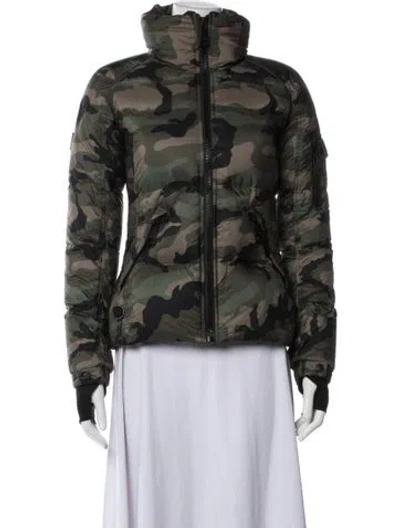 Pre-owned Sam Nylon Camouflage Print Down Jacket In Green