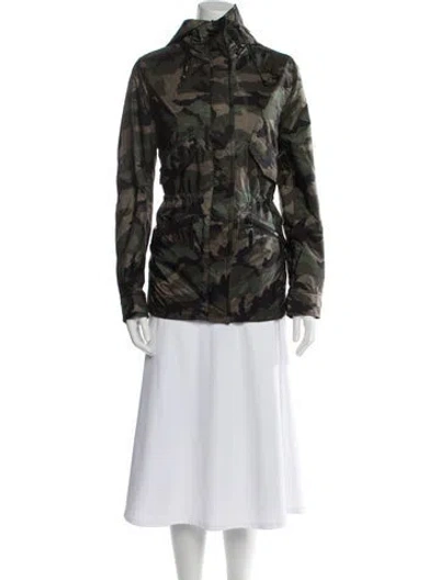 Pre-owned Sam Nylon Camouflage Print Faux Fur Jacket In Green