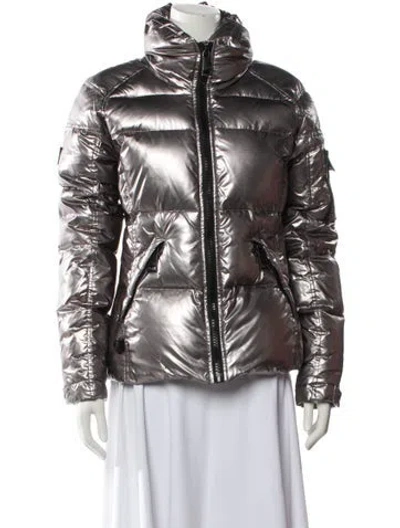 Pre-owned Sam Nylon Down Coat In Silver