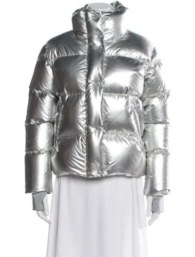 Pre-owned Sam Nylon Down Coat In Silver