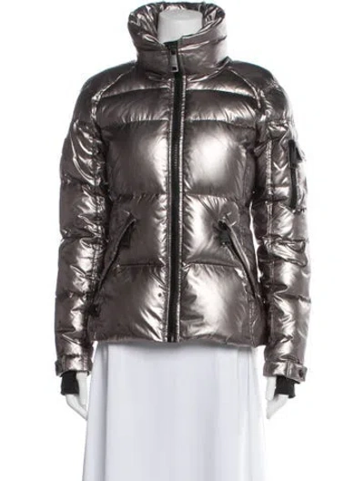 Pre-owned Sam Nylon Down Coat In Silver