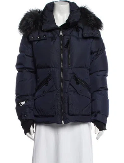 Pre-owned Sam Nylon Fur Coat In Blue