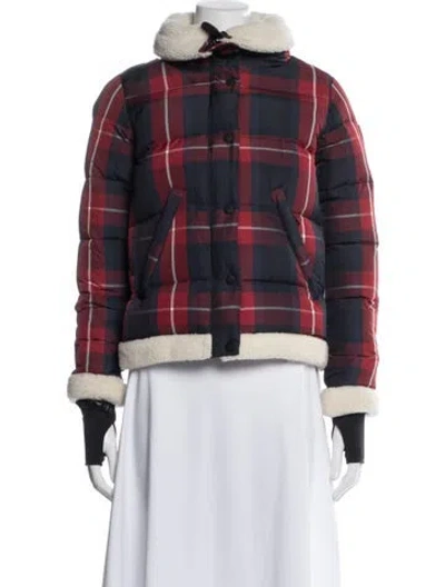 Pre-owned Sam Nylon Plaid Print Down Jacket In Blue
