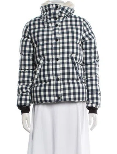 Pre-owned Sam Nylon Plaid Print Down Jacket In Blue