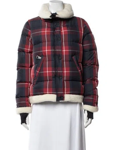 Pre-owned Sam Nylon Plaid Print Down Jacket W/ Tags In Blue/red