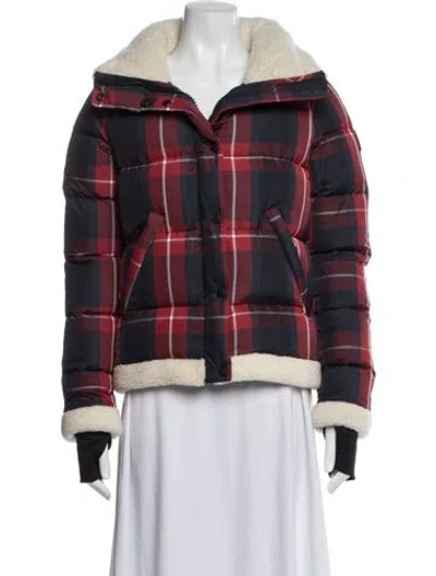 Pre-owned Sam Nylon Plaid Print Down Jacket W/ Tags In Red