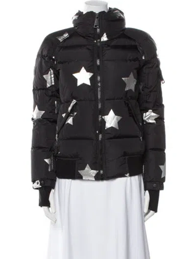 Pre-owned Sam Nylon Printed Down Jacket In Black/metallic