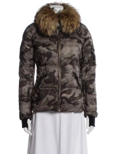 Pre-owned Sam Nylon Printed Down Jacket In Gray