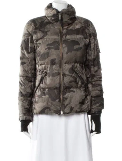 Pre-owned Sam Nylon Printed Down Jacket In Gray
