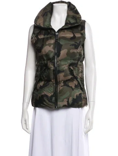 Pre-owned Sam Nylon Printed Down Jacket In Green