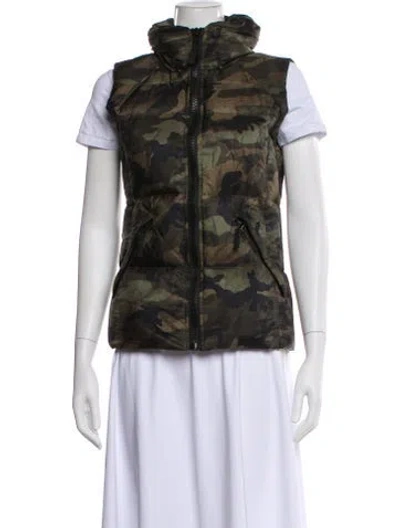 Pre-owned Sam Nylon Printed Down Jacket In Green