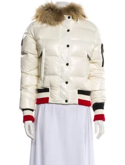 Pre-owned Sam Nylon Printed Down Jacket In Neutral