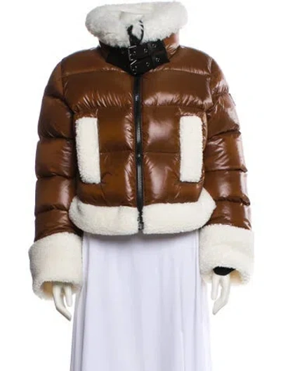 Pre-owned Sam Nylon Printed Down Jacket W/ Tags In Brown