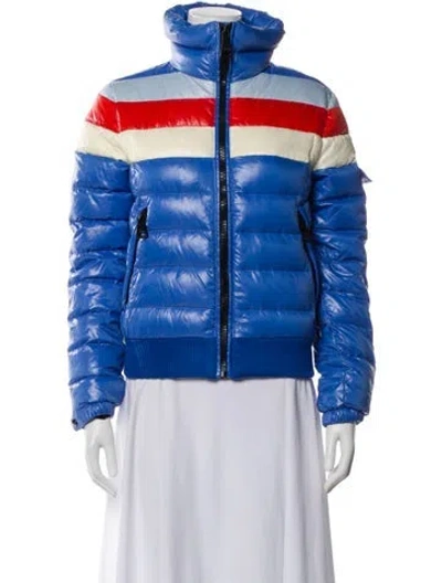 Pre-owned Sam Nylon Striped Down Jacket In Blue