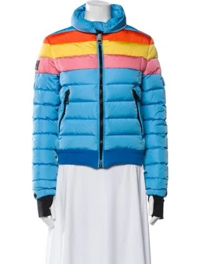 Pre-owned Sam Nylon Striped Down Jacket In Blue