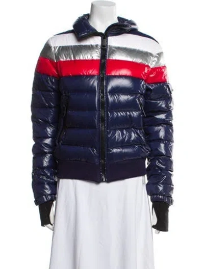 Pre-owned Sam Nylon Striped Down Jacket In Blue