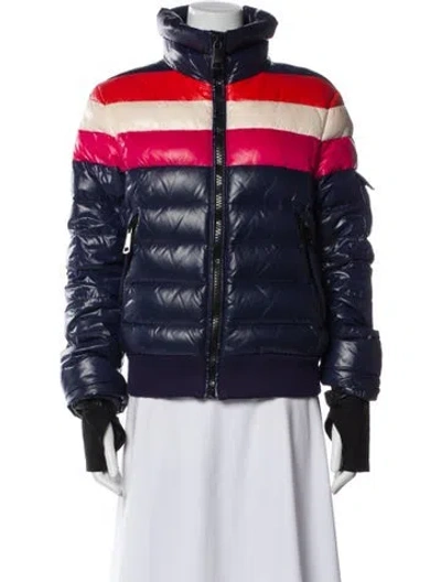 Pre-owned Sam Nylon Striped Down Jacket In Blue