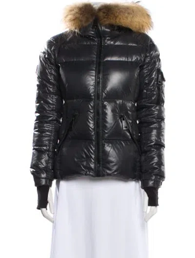 Pre-owned Sam Nylon Striped Down Jacket In Gray