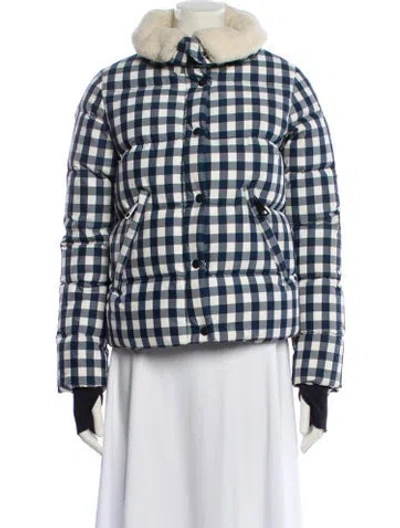 Pre-owned Sam Plaid Print Down Jacket In Blue