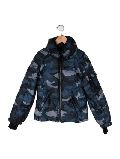 Pre-owned Sam Kids' Printed Down Coat In Blue