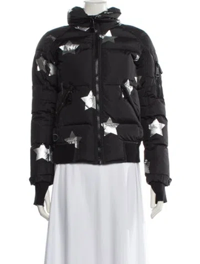 Pre-owned Sam Printed Down Jacket In Black