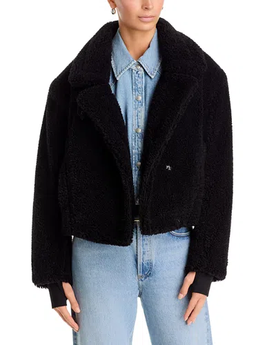 Sam Rio Sherpa Fleece Bomber Jacket In Black