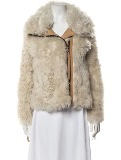 Pre-owned Sam Shearling Faux Fur Jacket In Neutrals