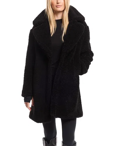 Sam Sherpa Mid Length Coat In Black