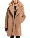 Sam Sherpa Mid Length Coat In Camel