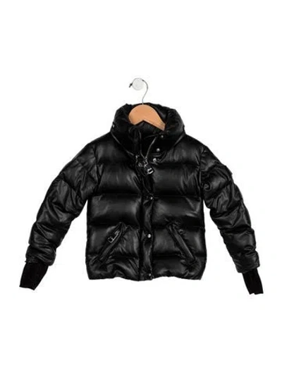 Pre-owned Sam Babies' Toddler Girls' Faux Leather Down Jacket In Black