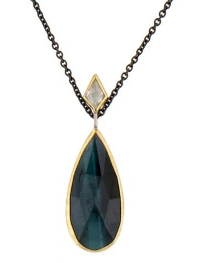 Pre-owned Sam Woehrmann Tourmaline & Diamond Pendant Necklace, 20" In Multi