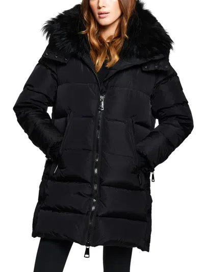 Sam Women's Addison Shearling-trimmed Down Coat In Black
