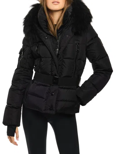 Sam Women's Decade Shearling-trim Down Jacket In Black