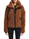 Sam Denver Faux Shearling Coat In Brown