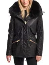 Sam Devon Shearling Trim Parka In Black