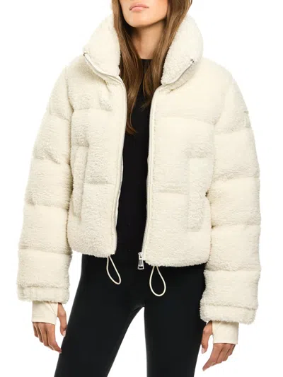 Sam Women's Gemma Quilted Sherpa Puffer Jacket In White
