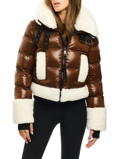 Sam Women's Hallie Sherpa Puffer Coat In Brown