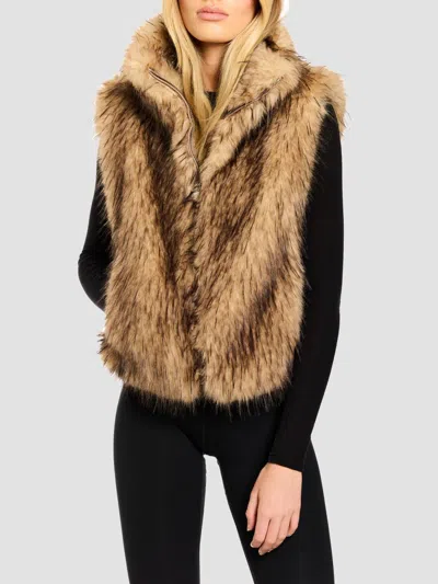 Sam Women's Leah Faux Fur Vest In Brown