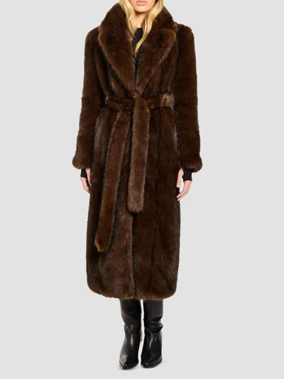 Sam Women's Natalia Faux Fur Coat In Brown