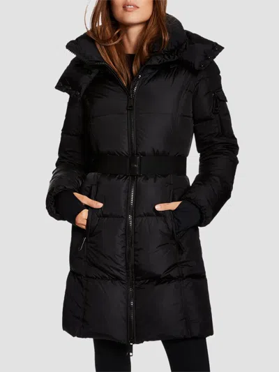 Sam Women's Noho Hooded Belted Down Coat In Black