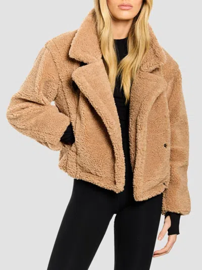 Sam Women's Rio Notch-lapel Sherpa Jacket In Camel