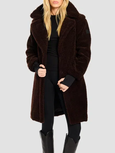 Sam Women's Sherpa Leather-trimmed Coat In Chocolate