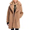 Sam Sherpa Mid Length Coat In Camel