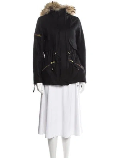 Pre-owned Sam Wool Faux Fur Coat In Black