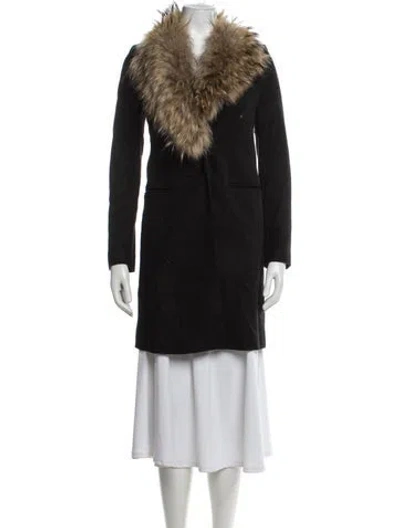 Pre-owned Sam Wool Faux Fur Coat In Black