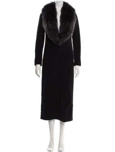 Pre-owned Sam Wool Fur Coat In Black