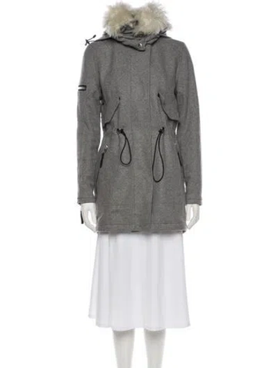 Pre-owned Sam Wool Fur Coat In Gray