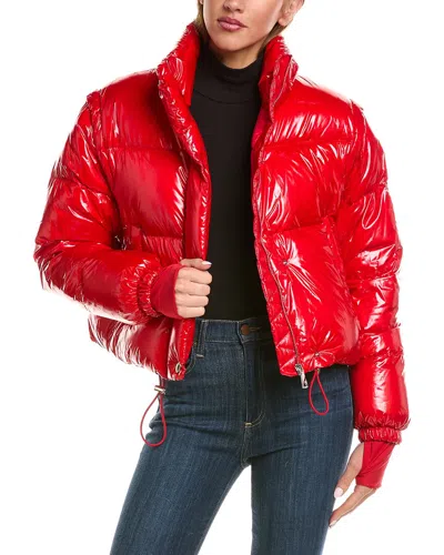 Sam . Zip-off Sleeve Cropped Down Puffer Coat In Red