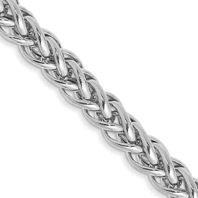 Pre-owned Samajewelers Real 14k White Gold 4.3mm Semi-solid 3-wire Wheat Chain; 24 Inch; Lobster Clasp
